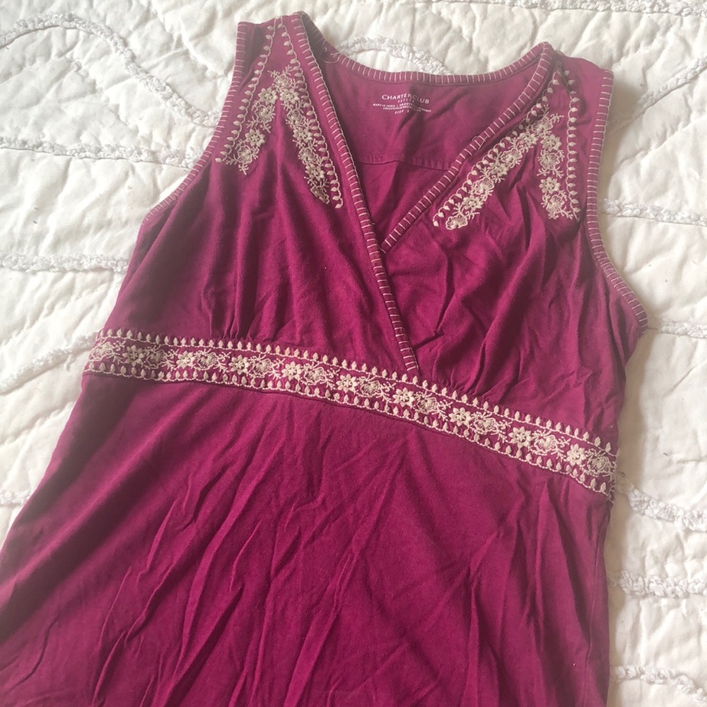 Berry Embroidered Detail Top